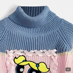 着用回数1回 ROMWE パワーパフガールズ ニットトップス（クロップド丈）の画像