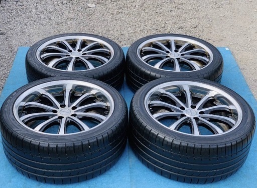 送料込み‼️WORKホイールタイヤ！19インチホイール9.5JJ+45 8.5JJ+40  4本セット　１９インチ　別に２０インチも出品中！！アルミホイール　アルファード  ヴェルファイア　エルグランド　２０インチアルミホイール　オデッセイ　フーガ　クラウン　レクサス