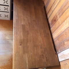 おしゃれなモカデスク　ゴムの木　木製　机　スリムでワイド　の画像