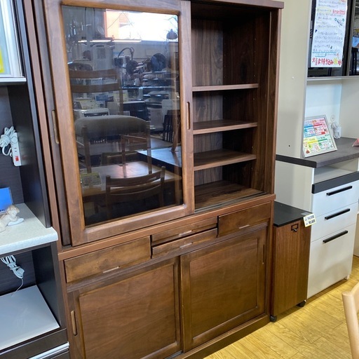 ?日本製??河口家具?カップボード 食器棚 キッチン 収納  天然木 ダイニングボード　NO.3049F