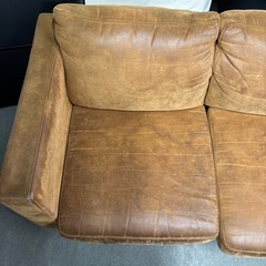 ヴィンテージカウチソファ 3人掛け ブラウン系の画像