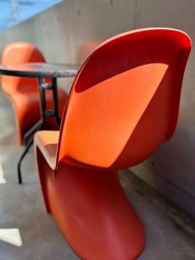 【デザインチェア】Vitra パントンチェア(廃番カラー)風+ガーデンテーブルセット 2人用【※4/9まで掲載】