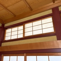 木製スライド式障子 雪見障子　8畳間の画像