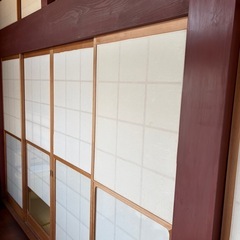 木製スライド式障子 雪見障子　8畳間の画像