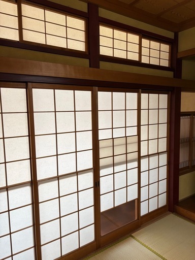 業者が入り次第完全終了します！　木製スライド式障子 雪見障子　6畳間