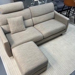 【✨クリーニング済✨】3人がけソファー　オットマン付きの画像