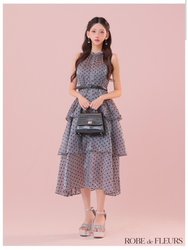 【新品未着用】ROBE de FLEURS ドット柄ティアードワンピース S