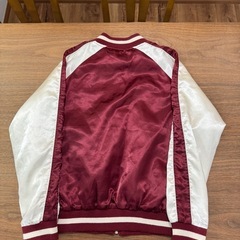 【Lサイズ】虎刺繍 スカジャン ボルドー×ホワイト タイガー刺繍の画像