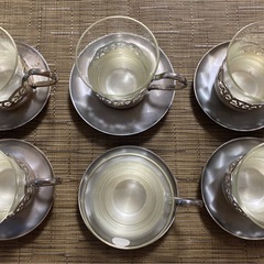 Japan Silver シルバーメッキホルダー&耐熱ガラスのデミグラスカップセットの画像