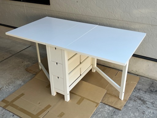 IKEA NORDEN ゲートレッグテーブル ホワイト 伸長式テーブル イケア ノールデン