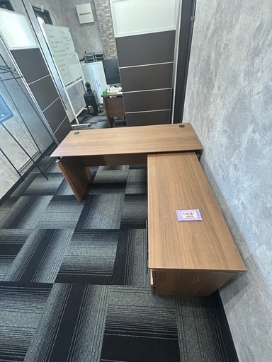 【美品】高級社長デスク2台＋椅子セット 約10万円相当 L字 オフィス家具 