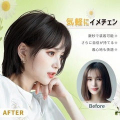 ウィッグ ショート 黒髪 ボブ フルウィッグ レディース 自然 小顔 耐熱の画像