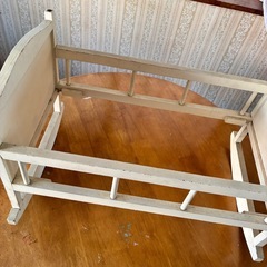 【ビンテージ調】木製 ドールベッド（ゆりかご）レトロイラスト DIY好き　早い者勝ちの画像