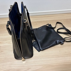 レディースレザー黒バッグの画像