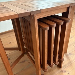 新品未使用　ガーデン テーブル セット 折りたたみ 5点セット　　の画像