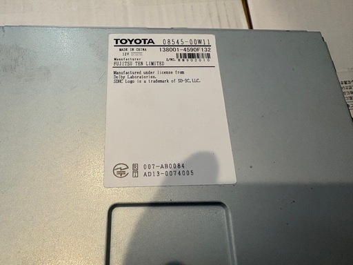トヨタ純正ナビ　
NSZT-Y64T