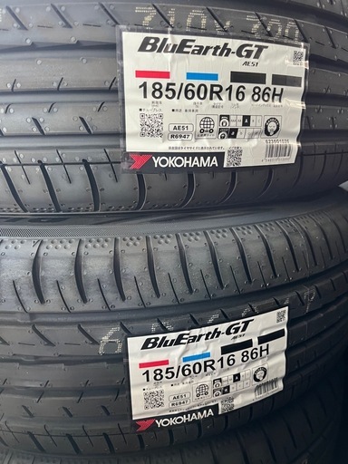 26年製！185/60R16ヨコハマタイヤBluEarth-GT AE51 4本消費税、作業代、廃タイヤ代全て込み69300円！デミオ等に
