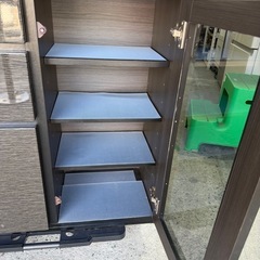  サイドボード リビングボード ハイグロス ブラック木目 黒檀柄 ダークブラウン系 モダン シック rvwの画像