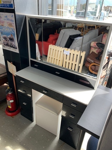 ★来店限定★　ドレッサー　三面鏡　椅子付き