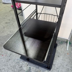 バスケット付き キッチンラック 幅34cm奥41cm高さ160cm スライド棚 キッチンシェルフ キッチンワゴン の画像