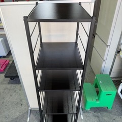 バスケット付き キッチンラック 幅34cm奥41cm高さ160cm スライド棚 キッチンシェルフ キッチンワゴン の画像