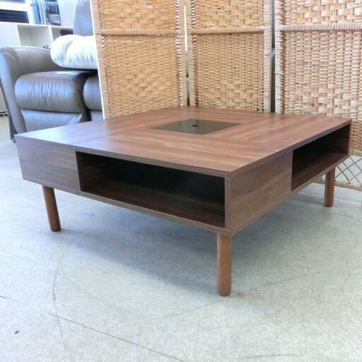 センターテーブル ローテーブル 木目調 ブラウン コゲ茶 正方形 80×80cm 札幌市 西野店