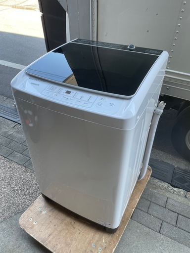 f●t■【美品】山善YAMAZEN・全自動電気洗濯機8kg【YWM-80】大型・ステンレス槽・ノンインバーター おいそぎ/部屋干し/槽