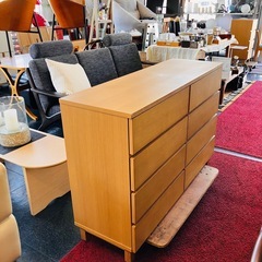 MUJI muji 無印　無印良品　　4段ワイドチェスト　オーク材　ナチュラル　美品の画像