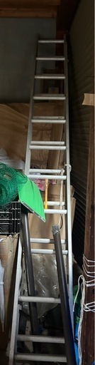 ✳️【現地に取りに来れる方限定！】アルミ合金製伸縮2連梯子 長谷川工業 ホワイトラダー WR-60