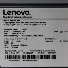 【中古一体型デスクトップPC】Lenovo〈IdeaCentre A340-24ICK〉Intel Core i5/HDD1TB/メモリ8GB ⑥の画像