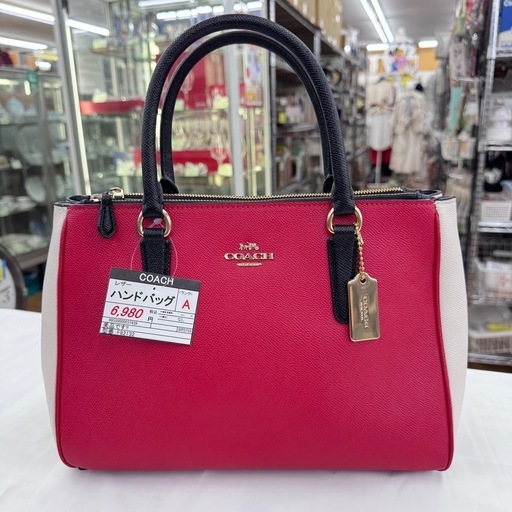 ☆ドリーム荒牧店☆COACH コーチ レザー ハンドバッグ  レッド×ホワイト