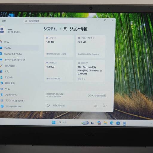 第11世代i5 16GB バッテリ◎ 15.6 ノートPC VersaPro VRTF42-A Core i5-1135G7 wind