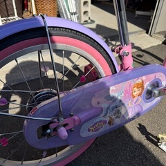 (EB) キッズ用 アイデス 18インチ 自転車 変速無し ソフィア&スカイ パープル × ピンク 補助輪付き キッズヘルメット付属 中古美品 ③の画像