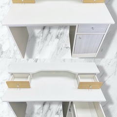 学習机 ニトリ デスクリエリサ 引出し付 勉強机 子供机 引取限定の画像