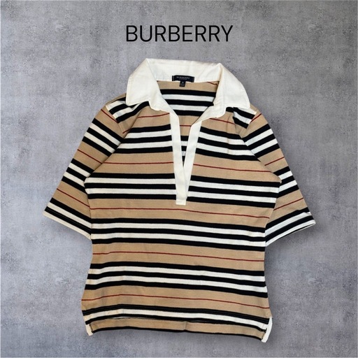 BURBERRY LONDON 半袖ポロシャツ Mノバチェックボーダー