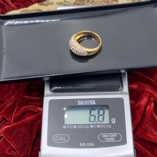 K18 パヴェダイヤリング　6.8g 12号　1.692ct