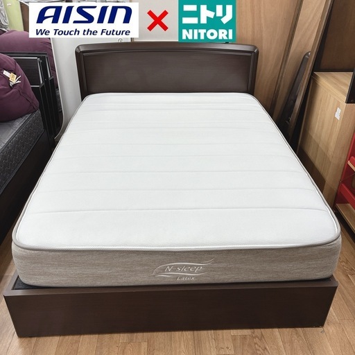 【?買取市場 柴田店】 I638 ? ジモティー限定価格！ NITORI×アイシン ダブルベッド ⭐ クリーニング済