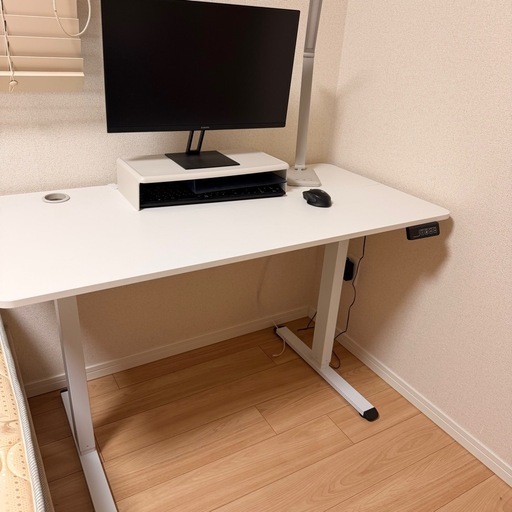 決定【美品】昇降デスク 電動　ホワイト幅120