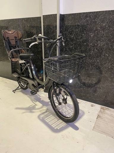 ブリヂストン20インチの前カゴ付き子供載せ電動自転車