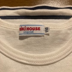【110】miki HOUSE ミキハウス ストライプ 刺繍半袖ワンピースの画像