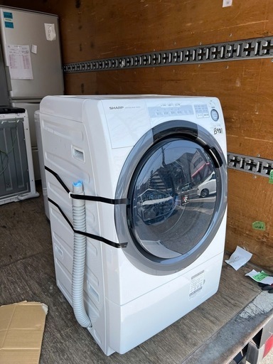 NO B981?福岡市内配送設置無料✨?シャープ SHARP コンパクトドラム 左開き ES-S7C-WL 洗濯・脱水容量7㎏/乾燥容