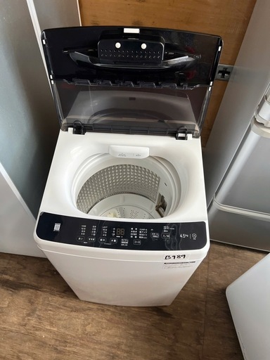 NO B989?福岡市内配送設置無料✨?全自動洗濯機 ブラック JW-U45A-K [洗濯4.5kg /簡易乾燥(送風機能) /上開き
