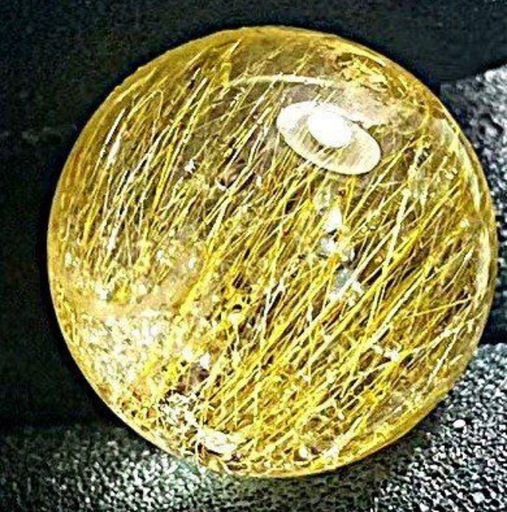 天然ルチルクォーツ 丸玉　金針水晶太陽放射　レア