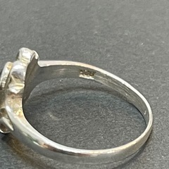 シルバー925 ブラックオーバルストーンリング 11号 レディースの画像