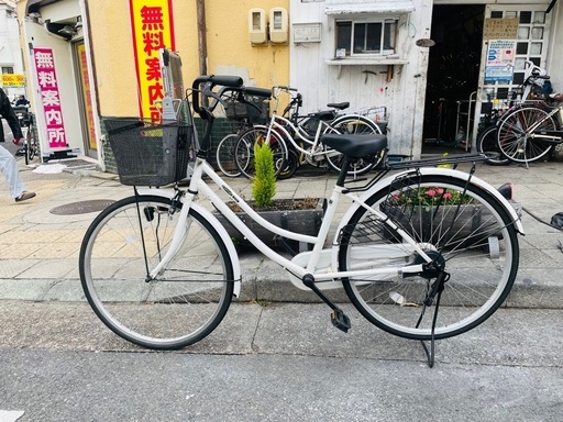 『ＳＡＬＥ　３０％』　ママチャリ　２６インチ　カゴ　ライト　付き　白　配達可能