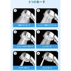 シャワーヘッド 塩素除去 節水 高洗浄力 毛穴ケア 美肌 保湿 ミスト 取付簡単の画像