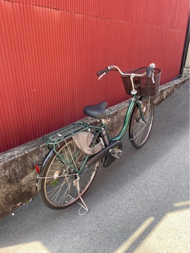 【京都発】京の楽チャリ　電動アシスト自転車　ヤマハ　26インチ　緑色