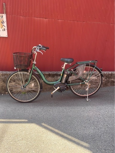 【京都発】京の楽チャリ　電動アシスト自転車　ヤマハ　26インチ　緑色