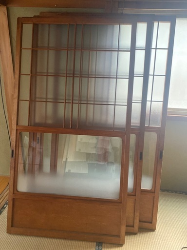 お引取り限定】建具 ガラス引戸4枚 昭和レトロ 【公式通販】