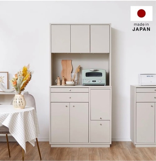 10万円購入　美品　LOWYA キッチンボード 幅90cm｜食器棚・家電収納